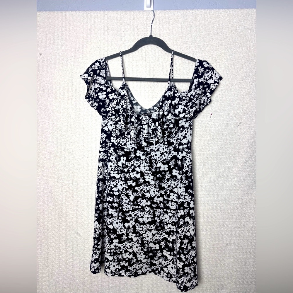 Express Black and‎ White Floral Chemise with Adjustable Straps